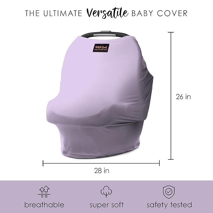 Milk Snob Original 5-in-1 Luxe Nursing Cover in Lavender - Added Privacy Breastfeeding Cover, Car Seat Cover for Carrier, Stroller, High Chair, Shopping Cart, Lounger Canopy, Newborn Essentials