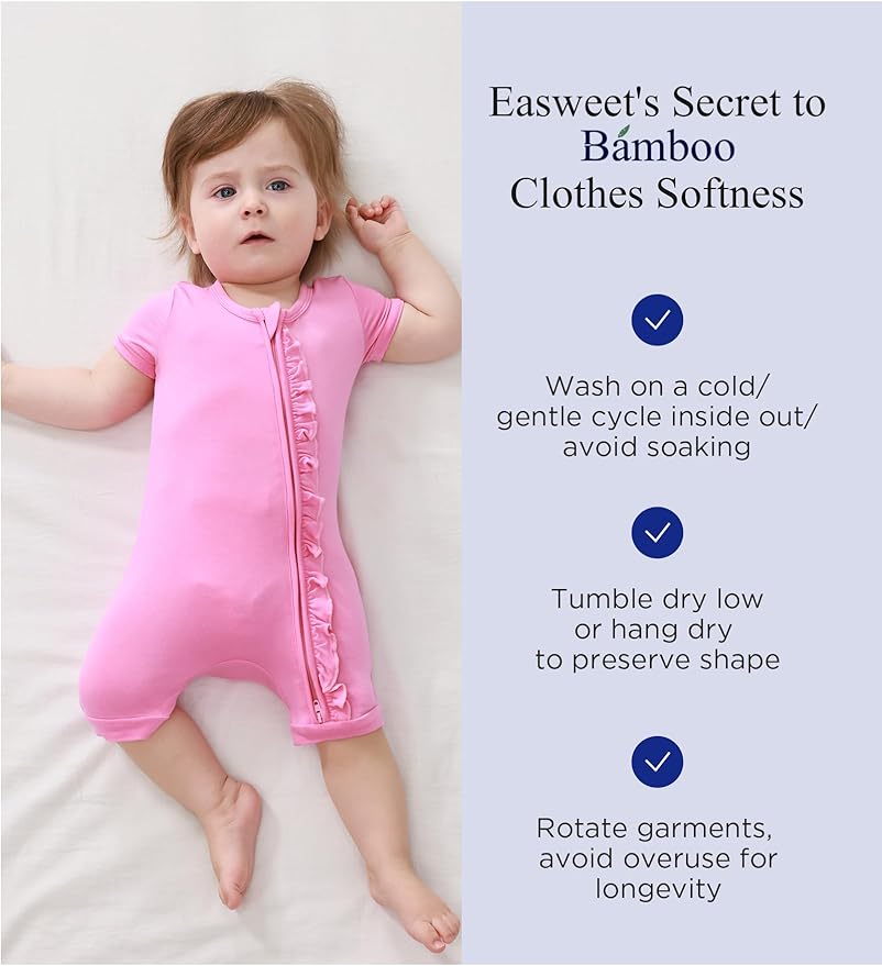 Bamboo Viscose Baby Girl Romper Infant Short Sleeve Zipper Baby Jumpsuit