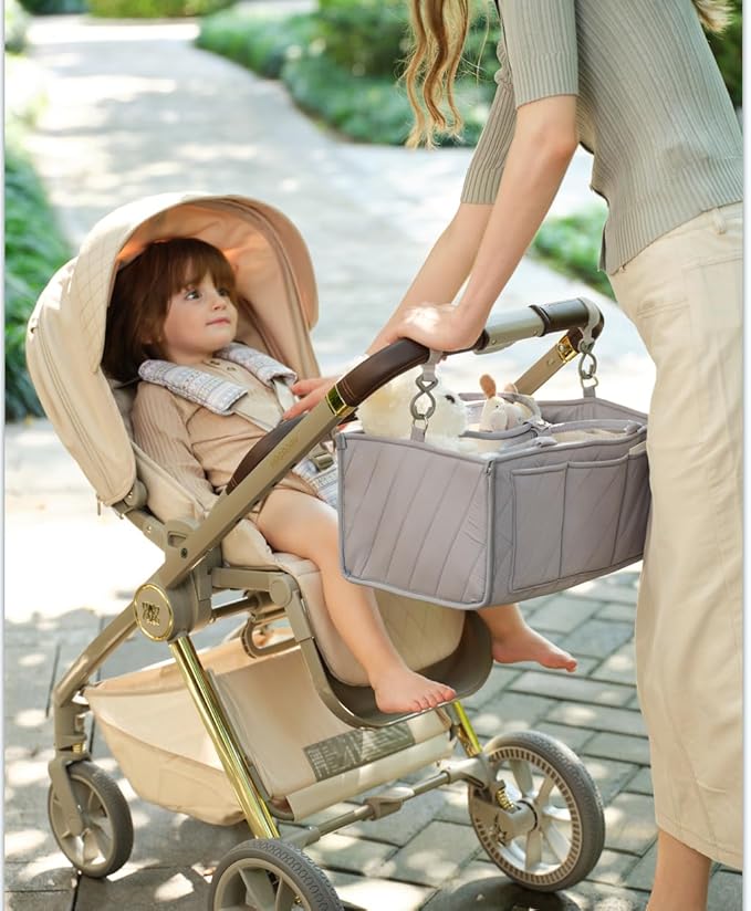 Baby Diaper Caddy with Adjustable Shoulder Strap – Multi-Functional Organizer Diaper Bag Gift for Newborn Essentials, Baby Registry must-have, Wipes & Changing Needs with Straps for Stroller