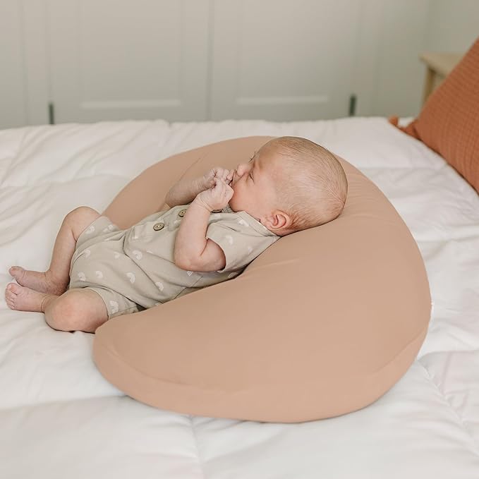 Konssy 2 Pack Nursing Pillow Covers, Stretchy and Soft Nursing Cover for Breastfeeding Pillows, Pillow Slipcover for Baby Girls Boys Newborn (Beige,Watercolour-Flower)