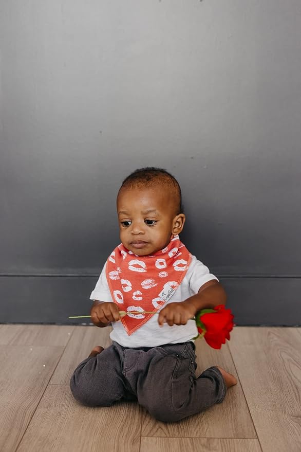 Copper Pearl 4 Pack Soft Cotton Baby Bibs for Drooling and Teething, Absorbent Drool Bibs for Baby Girl and Boy, Adjustable to Fit Newborns to Toddlers, Tons of Styles (Crush)