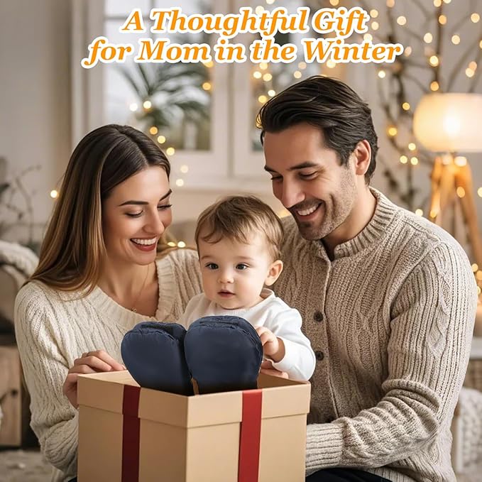 Zooawa Stroller Gloves, Universal Stroller Hand Muff with Warm Polar Fleece, Baby Stroller Gloves with Vel-cro Design, Waterproof and Snowproof Stroller Mittens for Stroller Accessories, Indigo