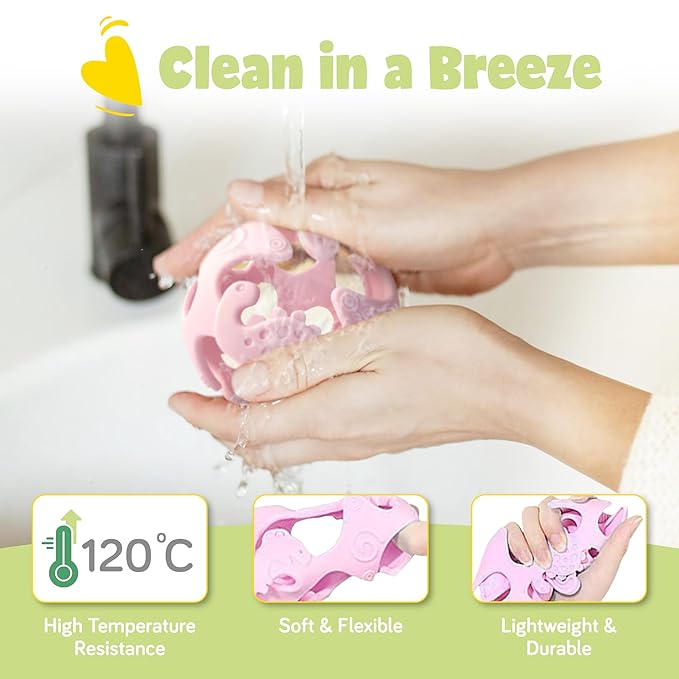 Dinosaur Baby Teething Toys, Textured Sensory Toys for Babies, Lightweight Soft Baby Sensory Toys, BPA-Free Silicone Infant Teething Toys, 0-18 Months, Teething Baby, Easy to Clean - Peach Pink