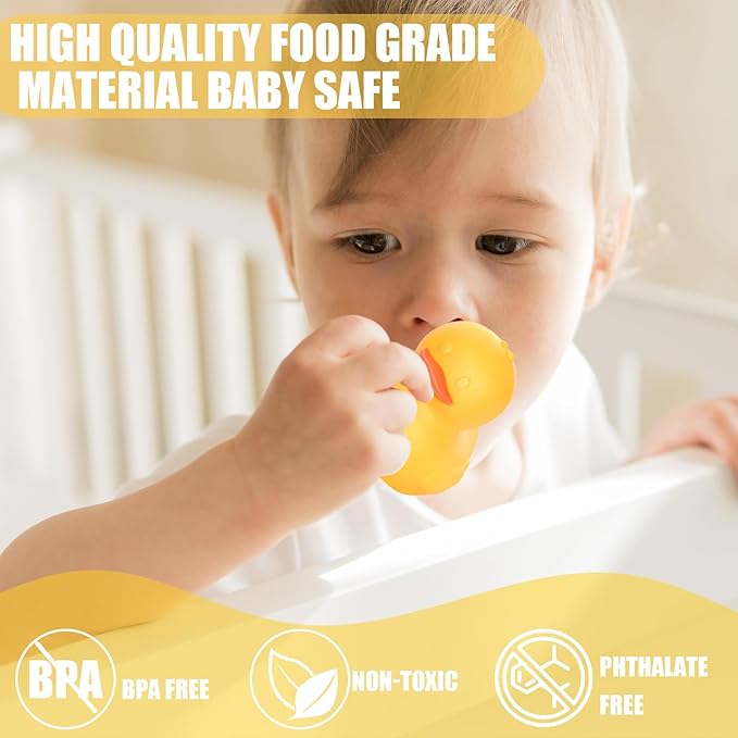 6-Piece Mold Free Rubber Duck Bath Toys for Toddlers 1-3 | Sensory Floating Ducks with Storage Bag for Kids, Boys & Girls