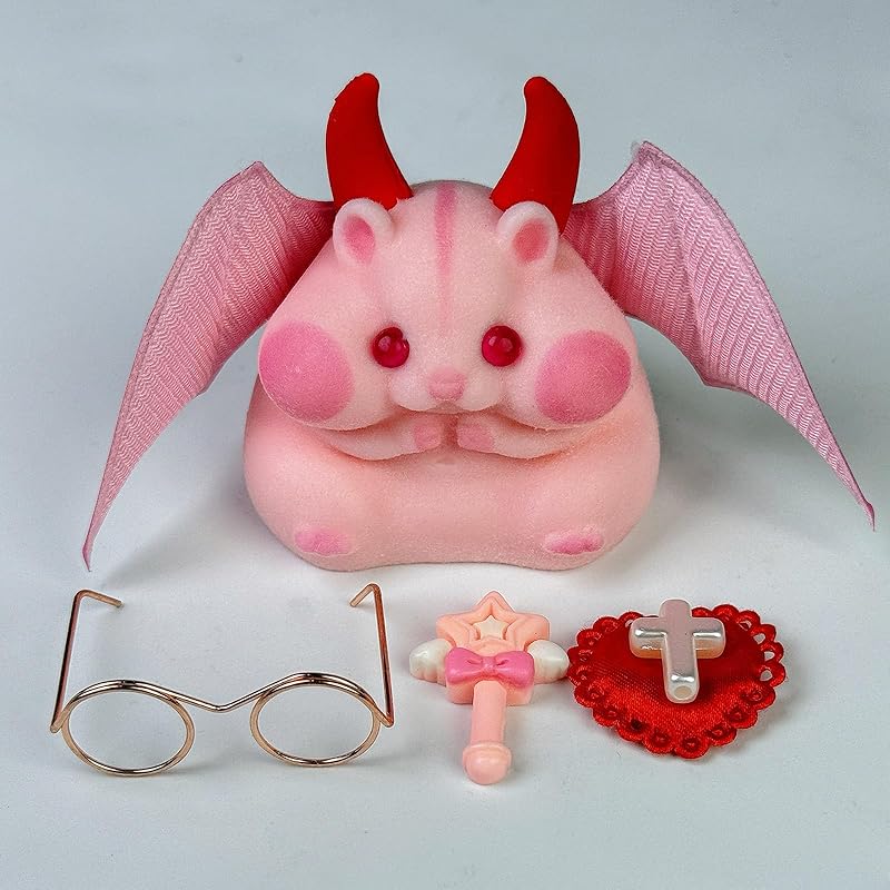 Handmade Taba Squishy Hamster Toy, Cute Squishy Hamster Fidget Toy, Realistic Hamster Toy, Soft Silicone Mochi Furry Toy, Stress Relief Gift for Adults & Kids, Halloween Decor((Pink Monster)