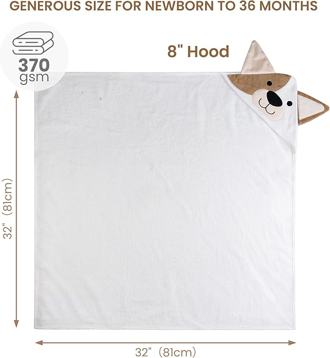 Mooreeke 2 Pack Toddler Towels - 100% Cotton Toddler Hooded Towels - Soft Baby Bath Towel with Hood for Newborn - Comfort Towel for Baby Girls and Boys - Animal Shaped (Puppy & Dinosaur)