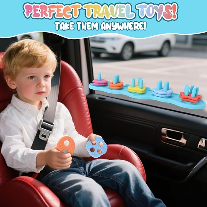 Baby Bath Toys, Mold Free Silcone Shape Sorting & Stacking Bath Toy Set with 20 Textured Floating Pieces, No Hole Design, Silicone Color & Shape Sorter for Toddler Early Learning Bathtub Fun