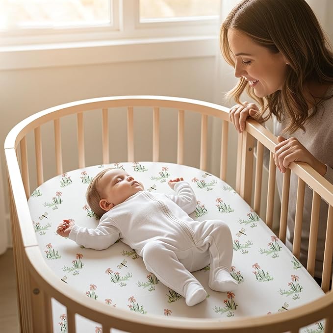 Gllquen Baby Bassinet Sheets 4 Pack, Breathable Cozy Fitted Mattress Sheet, Elastic Travel Crib Fashionable Pattern, Standard Cradle Safe Sheets for Baby Boys Girls 32"x16"(Forest Tale)