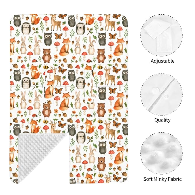 KiuLoam Woodland Animals Baby Car Seat Canopy, Nursing Cover for Mom Breastfeeding Scarf, Infant Car Seat Cover/Multiuse Baby Stroller Covers for Babies Boys Girls