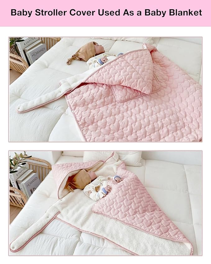 Winter Baby Carrier Cover Stroller Cover -Warm Thicker Hooded Stretchy Cloak Hooded Reversible, Cloak Kangaroo Hoodie for Mom Baby, Suit for All Seasons-Light Pink