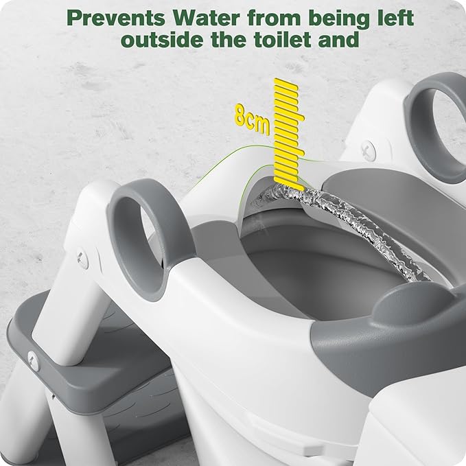 Potty Training Seat, Upgrade Toddler Toilet Seat for Kids Boys Girls, 2 in 1 Potty Training Toilet for Kids, Splash Guard Anti-Slip Pad Step Stool(Upgraded Cushion)