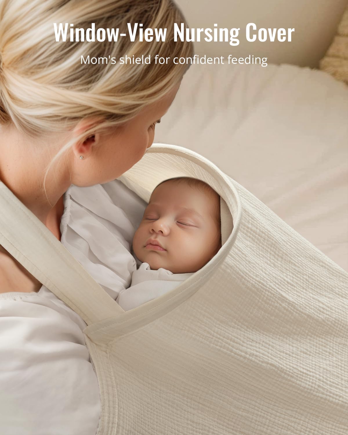 Blissful Diary Baby Car Seat Cover, Extra Large Mesh Window, Breathable Muslin Cotton, Infant Windproof Canopy, Must-Have Baby Gift - Roman Green