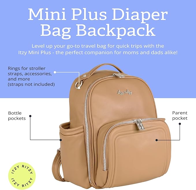 Itzy Ritzy Unisex Baby Mini Diaper Bag, Chai-Plus