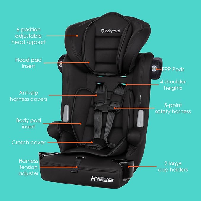 Baby Trend Hybrid SI 3-in-1 Combination Booster Car Seat with Side Impact Protection, Hoboken Black