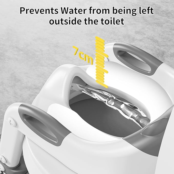 Potty Training Toilet, Adjustable Toddler Toilet Seat and Step for Kids, 2 in 1 Toilet Steps for Toddlers,Non Slip & Space Efficient & Splash Guard
