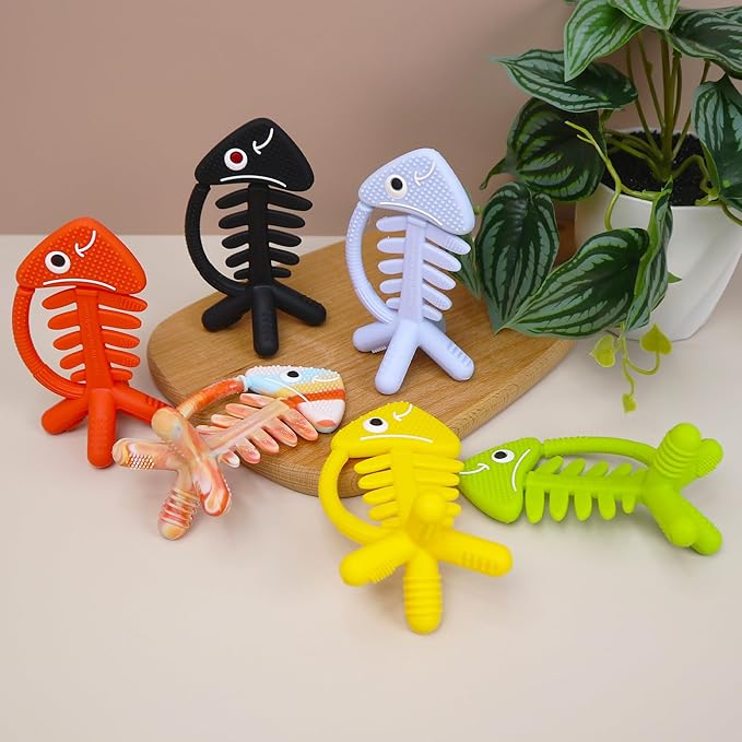 3in1 Infant Toys, Baby Teething Toys 0-3-6-12 Months, Teethers for Babies 3-6 6-12 Months for Teething Relief,Easter Gifts,Silicone,Sensory Baby Toys 0-6 Months,USA Patent Pending,Fish,Green
