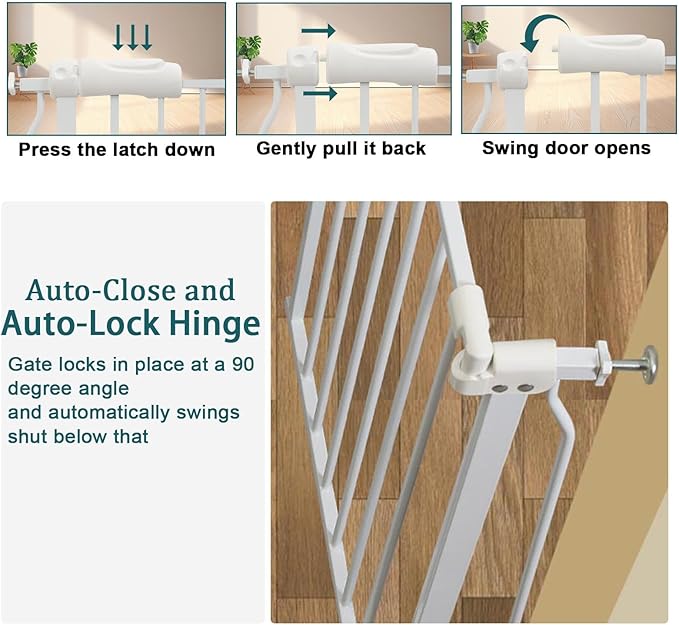 Extra Wide Baby Gate Tension Indoor Safety Gates White Metal Large Pressure Mounted Pet Gate Walk Through Long Safety Dog Gate for The House Doorways Stairs (71.65"-76.38"/182-194CM, White)