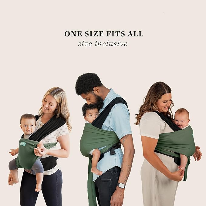 Moby Baby Wrap Carrier Easy-Wrap for Newborns to Toddlers (8-33lbs), Infant Sling Carrier, Lightweight & Hands Free Design for Mom and Dad, Adjustable for All Body Types (Olive/Onyx)