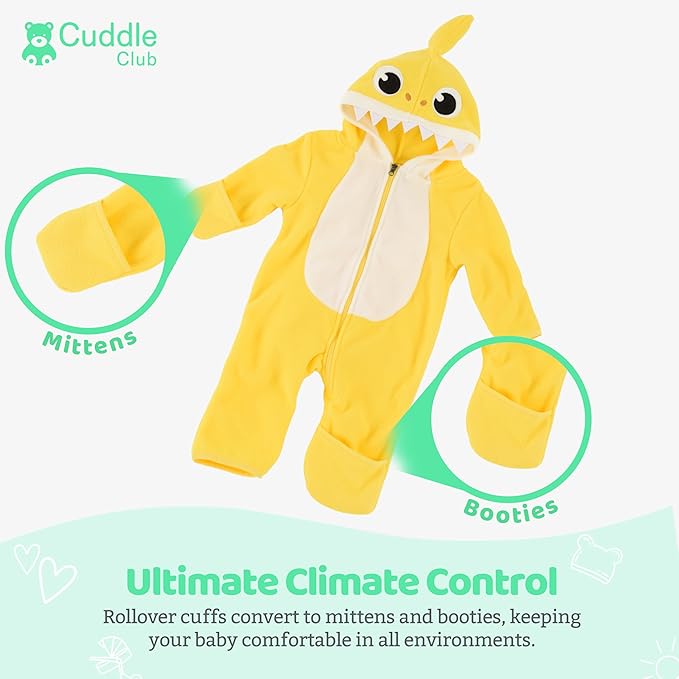 Cuddle Club Fleece Baby Bunting Bodysuit with Hood, Convertible Mittens & Booties, Car Seat Friendly, Soft & Warm, Easy Zip