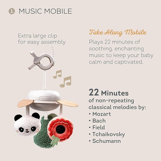 Taf Toys Baby Shower Gifts - Cotton Bamboo Swaddle, Take Along Musical Mobile, Bear snugle Toy & Silicon Teether Ring, Baby Gift Set, New Welcome Baby Gift, Newborn Baby Boy & Girl Gifts