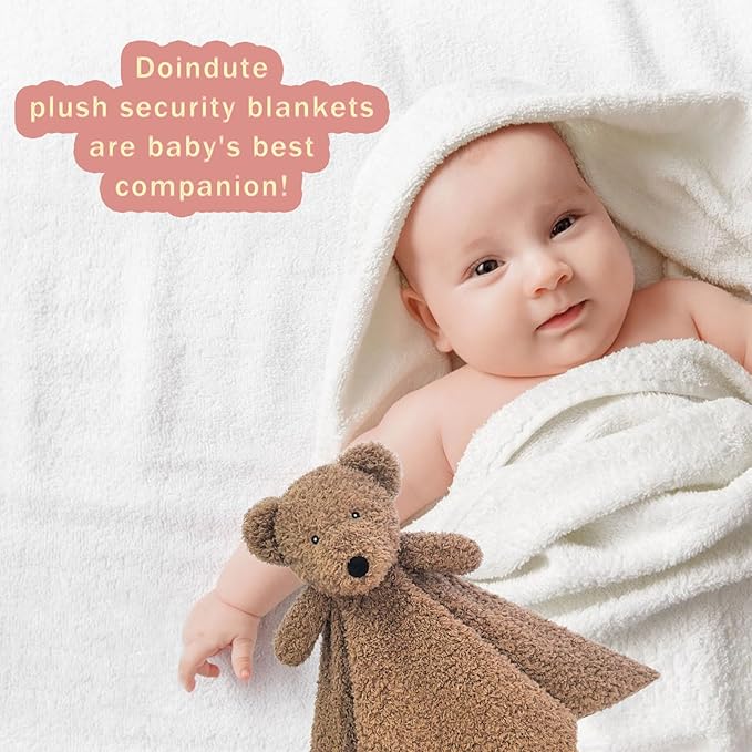 Baby Dark Brown Teddy Bear Soft Stuffed Animal Security Blanket, Plush Bear Character Lovey Blanket, Baby Shower/Nursery Gift, Newborn Infant Toddler Snuggle Blankie for Boys Girls, 18 Inches