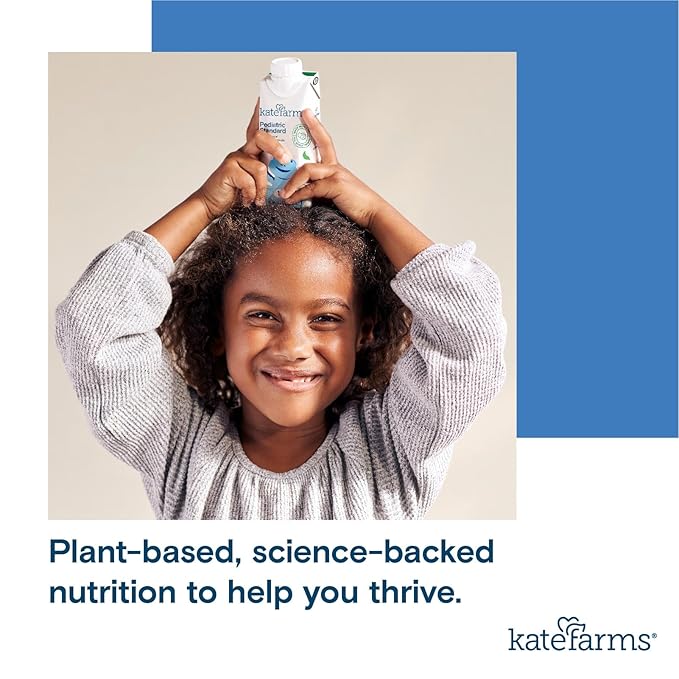 KATE FARMS Organic Pediatric 1.2 Sole-Source Vanilla Nutrition Shake, 12g protein, 27 Vitamins and Minerals, High Calorie Meal Replacement, Gluten Free, 8.45 oz (12 pack)