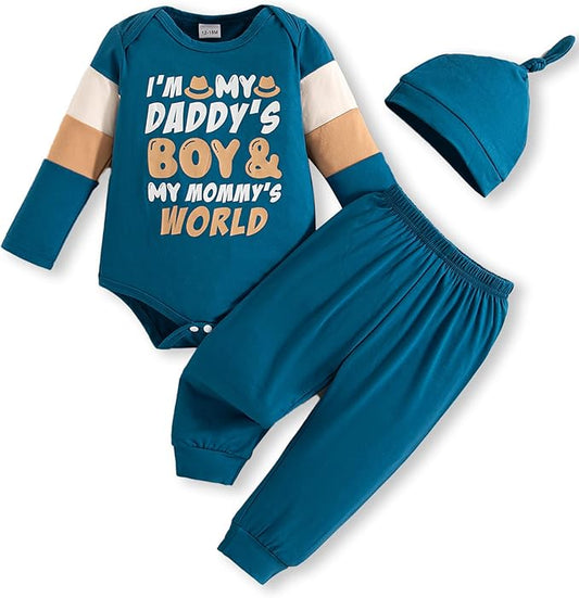 NZRVAWS Newborn Baby Boy Clothes Outfits Letter Prined Romper Pants Set Infant Baby Boy Clothing 0 3 6 9 12 18 Months