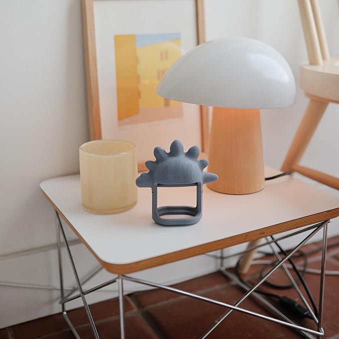 mushie Silicone Baby No-Drop Dino Teether Toy