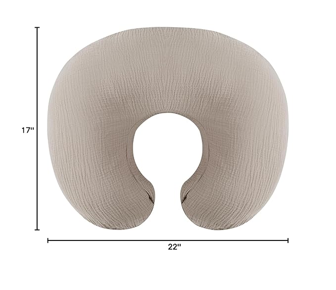 Onacosht Muslin Nursing Pillow Cover Soft 100% Cotton Feeding Pillow Slipcover Fits Standard Infant Nursing Pillow for Baby Boy and Girl, Fog