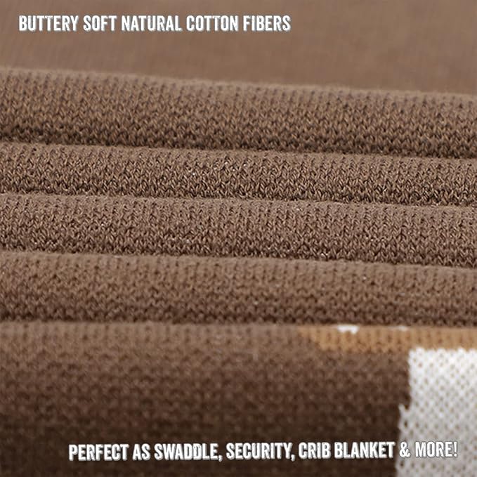 Knit Baby Swaddling Blanket - 100% Cotton Lightweight Soft Cozy Receiving Swaddle Stroller Quilt Blanket for Shower Gift Registry for Newborns, Infants, Toddlers (Deer - Mocha)