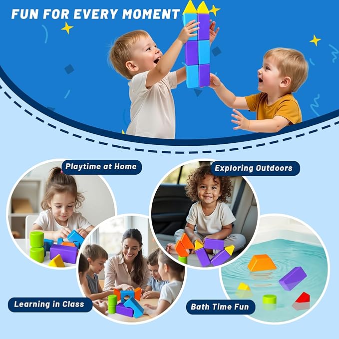 Magnetic Building Blocks, Large Magnetic Blocks in Multiple Shapes, Creative Building Toys for Preschool Learning, Montessori & Sensory Magnet Toys for Kids Ages 4-8 (36 PCS)