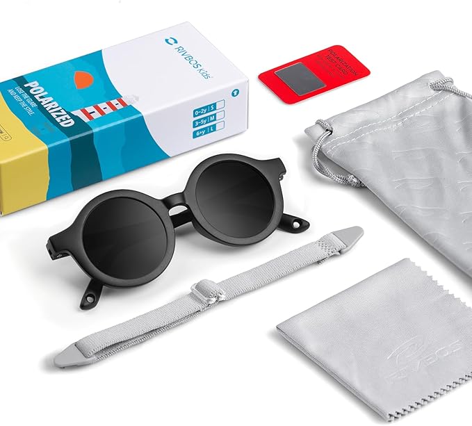 RIVBOS Baby Wrap Polarized UV400 Sunglasses - Soft Frame with Secure Strap for Infant and Newborn (0-24 Months) RBK069