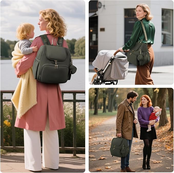 CEI-CEI Neoprene Diaper Bag Backpack Stylish Baby Maternity Bags Travel Tote for Mom with Insulated Pockets, Changing Pad, Stowable Shoulder Strap