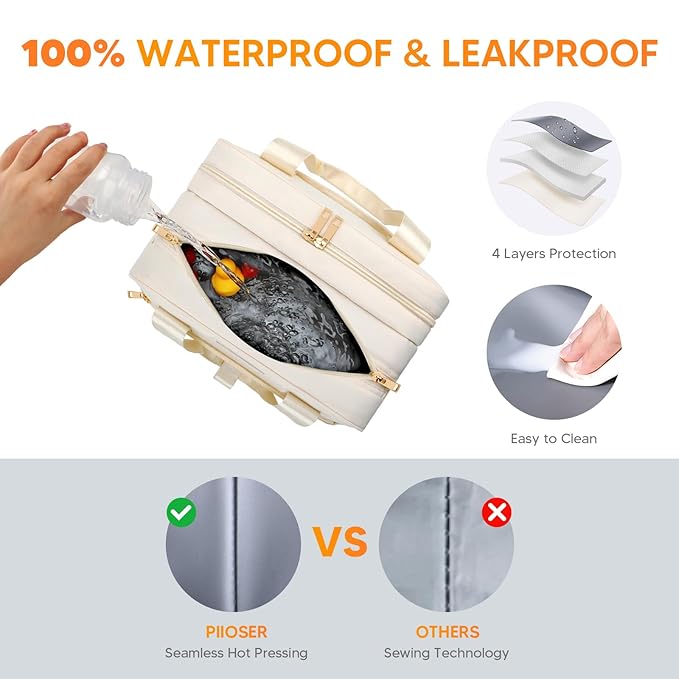 PIIOSER Breastmilk Cooler Bag with Ice Pack, Compatible with Wearable Breast Pumps & Accessories - Portable Pumps Carrying Case for Nursing & Working Moms, Cream