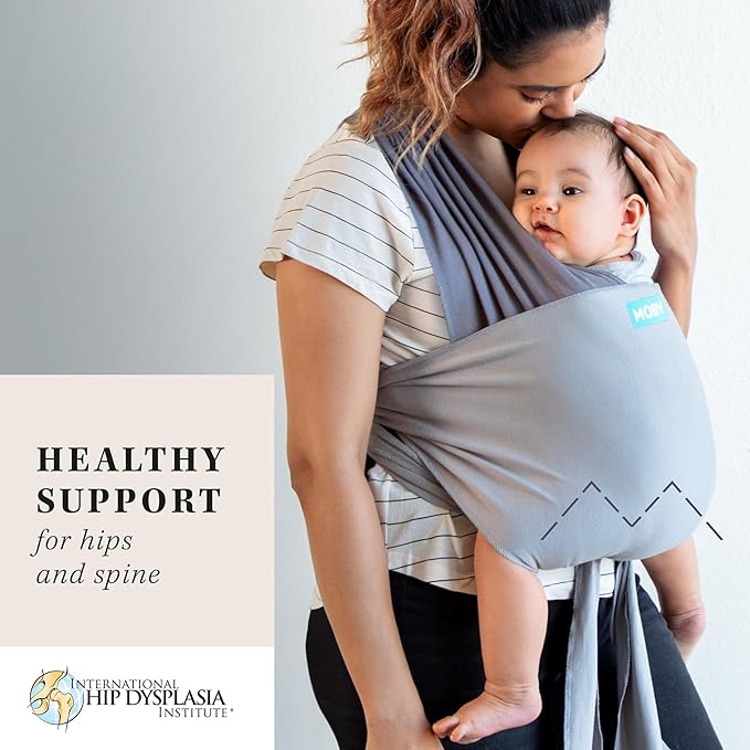 Moby Baby Wrap Carrier Easy-Wrap for Newborns to Toddlers (8-33lbs), Infant Sling Carrier, Lightweight & Hands Free Design for Mom and Dad, Adjustable for All Body Types (Smoked Pearl)