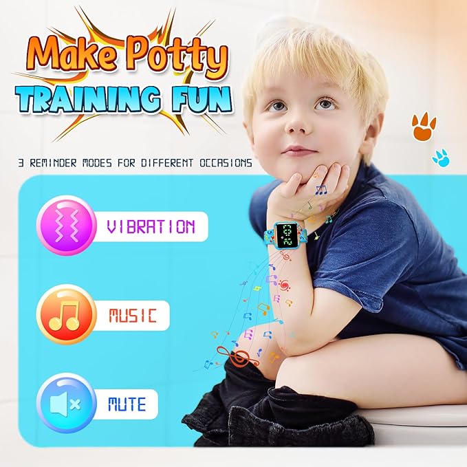 Potty Training Watch for Boys: Adjustable Volume Potty Watches for Toddler Boys Water Resistant Kids Potty Timer Christmas Birthday Gifts for 2 3 4 Year Old Boy (Dinosaur)