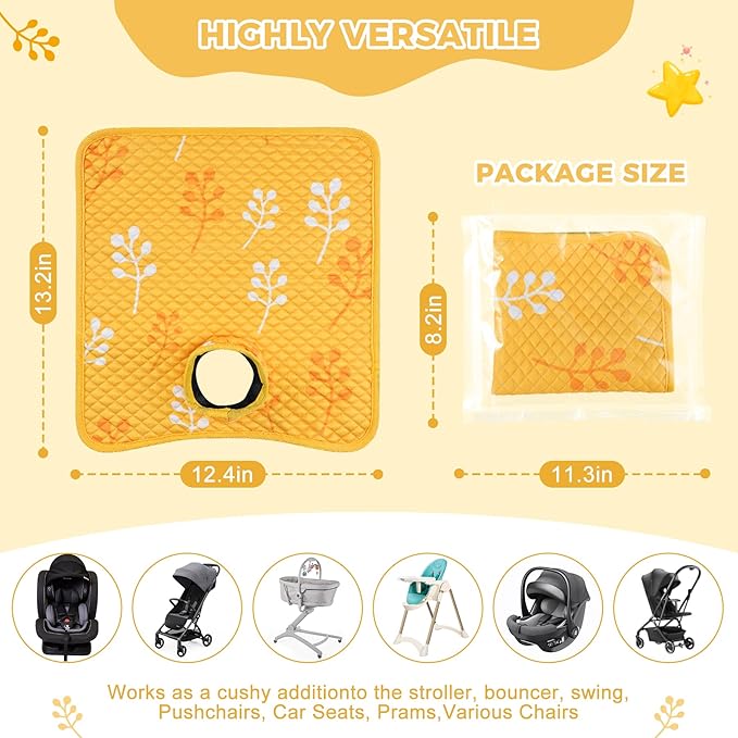 Car Seat Protector for Potty Training, 2 Pack Waterproof CarSeat Liner Toilet Training for Baby Infant Toddler, Dry Seat Piddle Pads Cover for Strollers (Yellow)