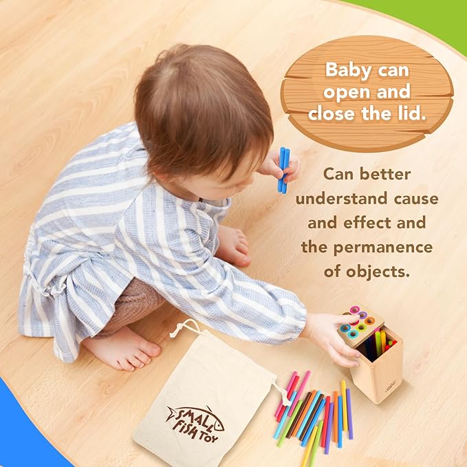 Montessori Toys for 1-3 Year Old: Wooden Learning Fine Motor Skills Toys for Toddlers, Color Sorting Sensory Fidget for Toddlers 1-3, Object Permanence Cause and Effect Boys Small Gifts 12 Month Old