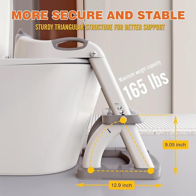 Potty Training Seat, SKYROKU Upgrade Toddler Toilet Seat for Kids Boys Girls, 2 in 1 Potty Training Toilet, Splash Guard Anti-Slip Pad Step Stool,New Sector-Shape Stabilized Base (Grey)