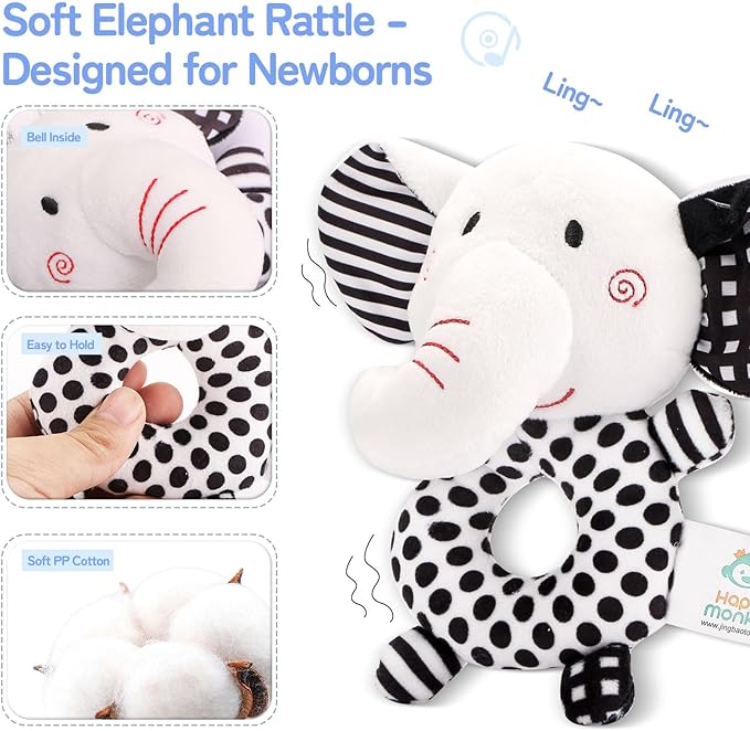 High Contrast Baby Toys for Newborn, Black and White Baby Sensory Toys for 0-6-12 Months Brain Development, Montessori Infant Toys for Baby Boy Girl Shower Gifts