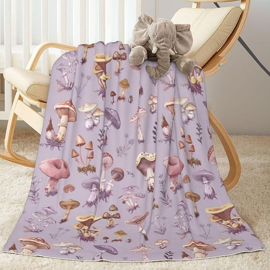 Baby Blanket Mushrooms Vintage Botanical for Boy Girl Newborn 30x40 Inch Toddler Infant Nursery Throw Blankets Double Layer Comfy Soft Plush Stroller Crib Quilt