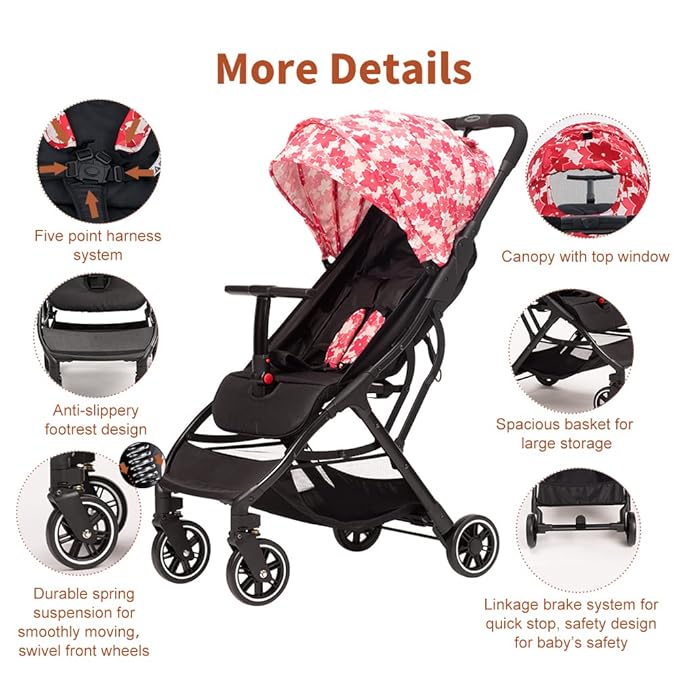 COOL KIDS Portable Stroller with Automatic Fold,Lightweight Umbrella Stroller with Pop Out Sun Canopy,Compact Stroller for Travel