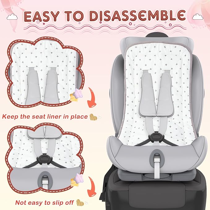 Thyle 2 Pcs Stroller Seat Cushion Stroller Seat Liner Baby Stroller Accessories Reversible Baby Carriage Cushion Universal Stroller Cotton Newborn Car Seat Breathable Stroller Mat for Pushchair