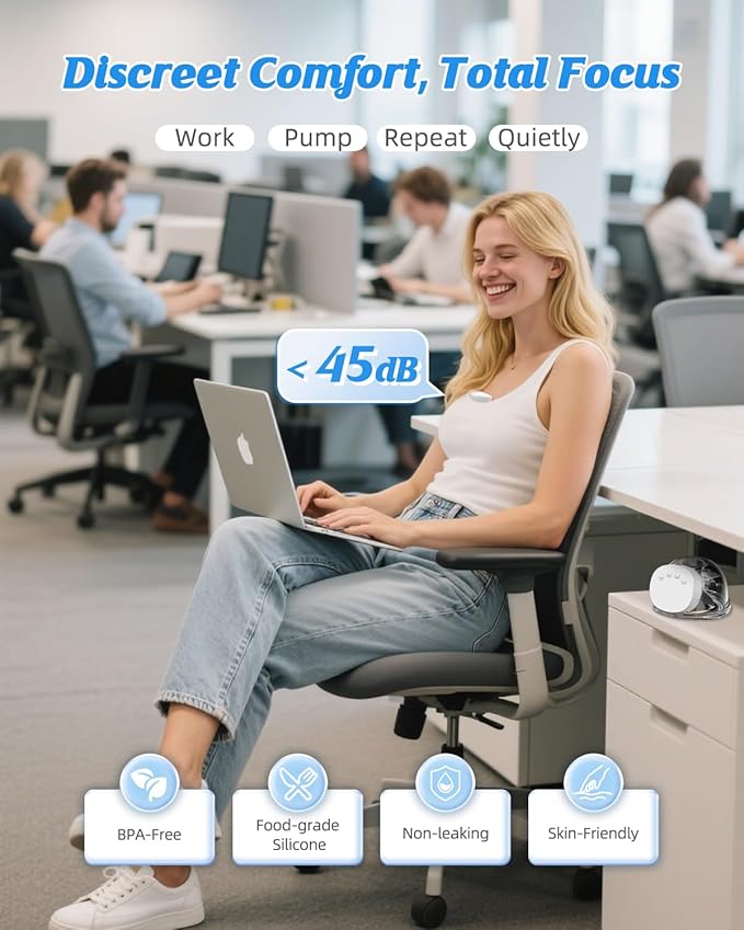 Hands Free Breast Pump Ultra-Light 230g, Wearable Breastfeeding Pump Portable for Travel and Work, Low Noise, Ergonomic 135° Flange, 9 Levels 4 Modes with 19/21mm Flange Inserts (Black 2 Pack)