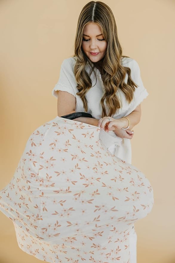 Copper Pearl Multi-Use Cover: Car Seat Covers, Nursing Cover, and Stroller Cover for Sun - Stretchy Fabric, All-Season Use, Stylish Designs, Easy Access for Moms - Rue