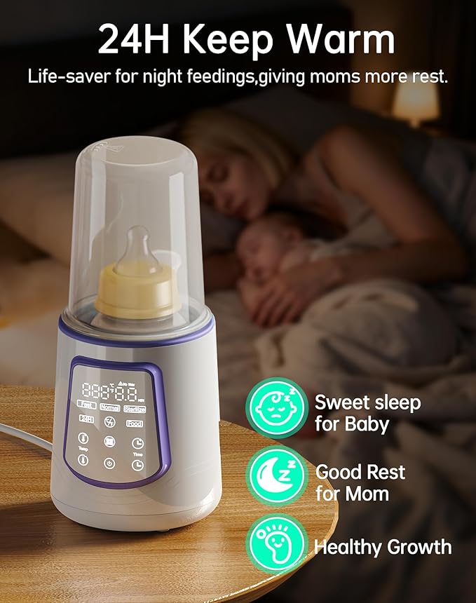 Fast Baby Bottle Warmer for Breastmilk, Smart 12 in 1 Breast Milk Warmer for Baby Essentials with Timer Temperature Control, Sterili-zing, Water Bath Technology, Baby Warmer for All Bottles Food Jars