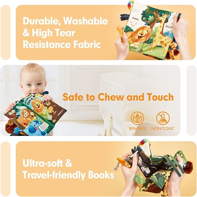 hahaland Baby Books 0-6 Months,Infant Tummy Time Toy Sensory Toys 6 to 12 Months Touch Feel Book Travel Toy Gifts for Boy Girl 0-3 Month Baby Shower Christmas Birthday Gifts Stocking Stuffers (Single)