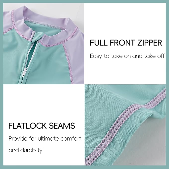 Baby Swimsuit UPF 50+ Sun Protection One Piece Zipper Beach Swimwear for Little Boys Girls Toddler