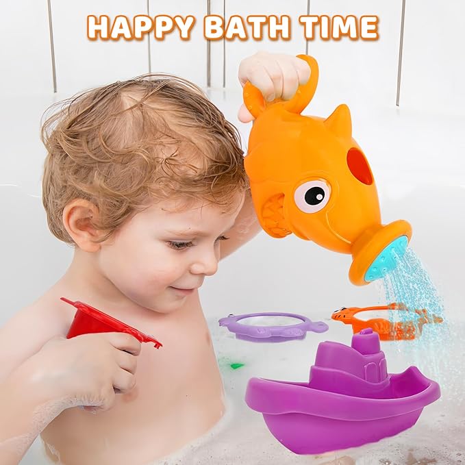 Baby Bath Toys for Kids Ages 1-3,13 Pcs Bathtub Toys for Babies 6-12-18 Months, Mold Free Bath Toys Toddlers 2-4 Years Old,Stacking Cups & Watering Can,Water Table Toys for Infants Boys Girls 1 2 3 4