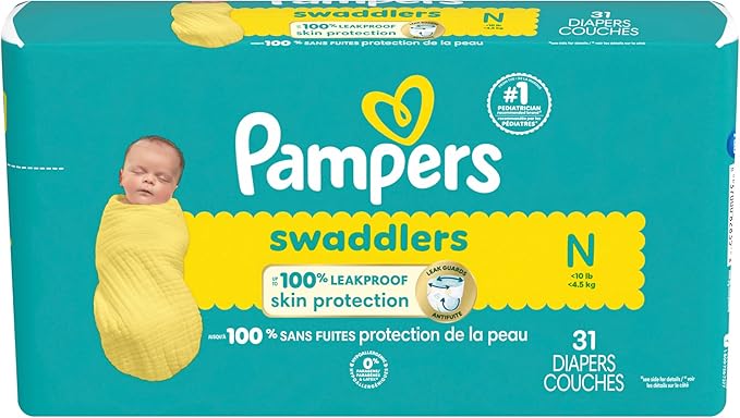 Pampers Baby Diapers - Swaddlers - Size 0, 31 Count, Ultra Absorbent Disposable Newborn Diaper